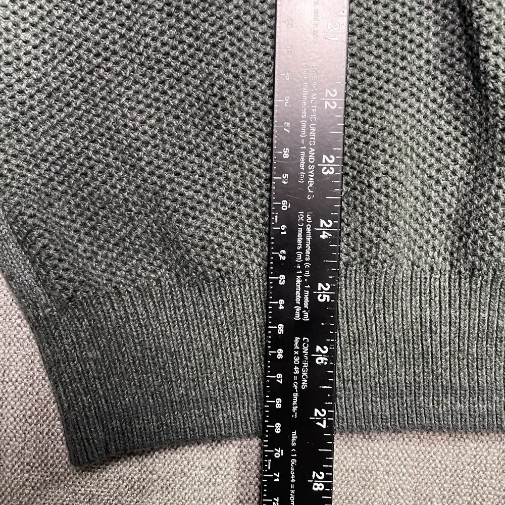 Ben Sherman Mens Canopy Green Open Knit Mock Neck Quarter Zip Sweater BS34SR031